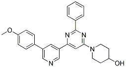 1-(6-[5-(4-METHOXY-PHENYL)-PYRIDIN-3-YL]-2-PHENYL-PYRIMIDIN-4-YL)-PIPERIDIN-4-OL Struktur