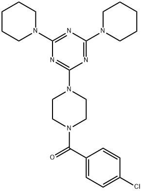 (4-CHLOROPHENYL)(4-(4,6-DI(PIPERIDIN-1-YL)-1,3,5-TRIAZIN-2-YL)PIPERAZIN-1-YL)METHANONE Struktur