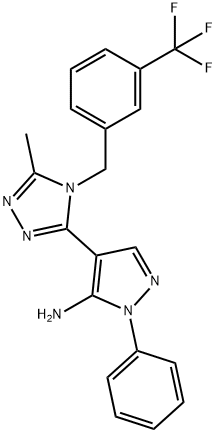 4-(5-METHYL-4-[3-(TRIFLUOROMETHYL)BENZYL]-4H-1,2,4-TRIAZOL-3-YL)-1-PHENYL-1H-PYRAZOL-5-AMINE Struktur