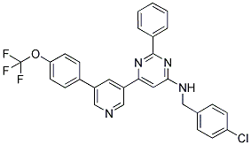 (4-CHLORO-BENZYL)-(2-PHENYL-6-[5-(4-TRIFLUOROMETHOXY-PHENYL)-PYRIDIN-3-YL]-PYRIMIDIN-4-YL)-AMINE Struktur