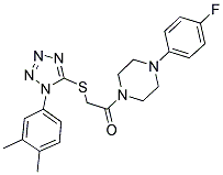 2-(1-(3,4-DIMETHYLPHENYL)-1H-TETRAZOL-5-YLTHIO)-1-(4-(4-FLUOROPHENYL)PIPERAZIN-1-YL)ETHANONE Struktur