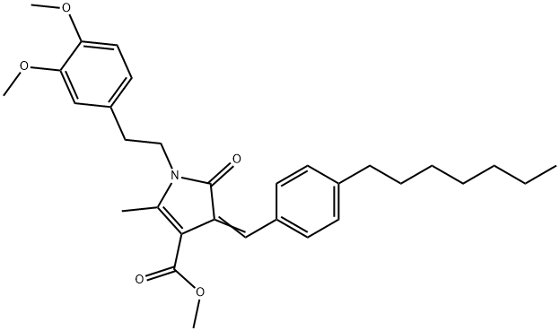 METHYL 1-(3,4-DIMETHOXYPHENETHYL)-3-[(Z)-(4-HEPTYLPHENYL)METHYLIDENE]-5-METHYL-2-OXO-1,2-DIHYDRO-3H-PYRROLE-4-CARBOXYLATE Struktur