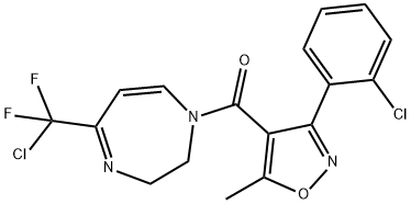 (5-[CHLORO(DIFLUORO)METHYL]-2,3-DIHYDRO-1H-1,4-DIAZEPIN-1-YL)[3-(2-CHLOROPHENYL)-5-METHYL-4-ISOXAZOLYL]METHANONE Struktur