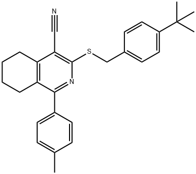 3-([4-(TERT-BUTYL)BENZYL]SULFANYL)-1-(4-METHYLPHENYL)-5,6,7,8-TETRAHYDRO-4-ISOQUINOLINECARBONITRILE Struktur