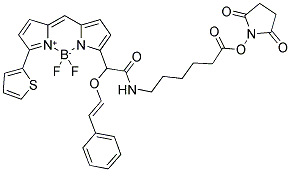 6-(((4,4-DIFLUORO-5-(2-THIENYL)-4-BORA-3A, 4A-DIAZA-S-INDACENE-3-YL)STYRYLOXY) ACETYL)AMINOHEXANOIC ACID, SUCCINIMIDYL ESTER Struktur