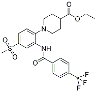 1-[4-(METHYLSULPHONYL)-2-(((4-(TRIFLUOROMETHYL)PHENYL)CARBONYL)AMINO)PHENYL]PIPERIDINE-4-CARBOXYLIC ACID, ETHYL ESTER Struktur