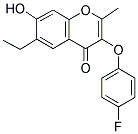 6-ETHYL-3-(4-FLUORO-PHENOXY)-7-HYDROXY-2-METHYL-CHROMEN-4-ONE Struktur