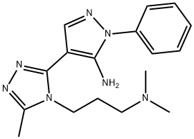 4-(4-[3-(DIMETHYLAMINO)PROPYL]-5-METHYL-4H-1,2,4-TRIAZOL-3-YL)-1-PHENYL-1H-PYRAZOL-5-AMINE Struktur