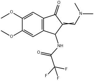 N-(2-[(Z)-(DIMETHYLAMINO)METHYLIDENE]-5,6-DIMETHOXY-3-OXO-1,3-DIHYDRO-2H-INDEN-1-YL)-2,2,2-TRIFLUOROACETAMIDE Struktur