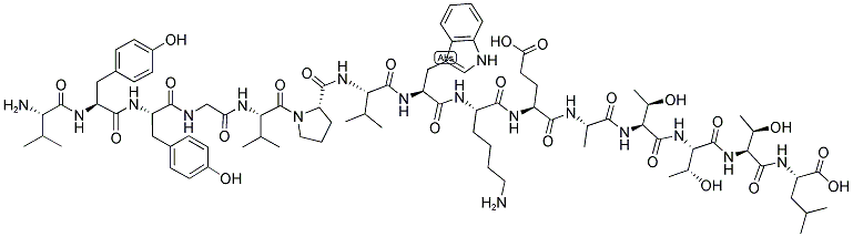 H-VAL-TYR-TYR-GLY-VAL-PRO-VAL-TRP-LYS-GLU-ALA-THR-THR-THR-LEU-OH Struktur