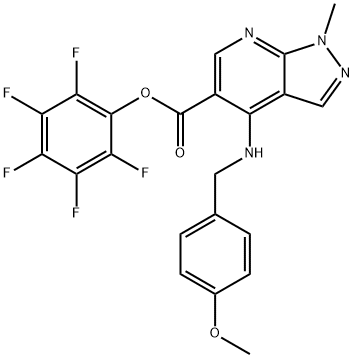 2,3,4,5,6-PENTAFLUOROPHENYL 4-[(4-METHOXYBENZYL)AMINO]-1-METHYL-1H-PYRAZOLO[3,4-B]PYRIDINE-5-CARBOXYLATE Struktur