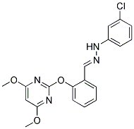 1,2-DIAZA-3-[2-[(4,6-DIMETHOXYPYRIMIDIN-2-YL)OXY]PHENYL]-1-(3-CHLOROPHENYL)PROP-2-ENE Struktur