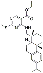 ETHYL 4-(((1R,4AS,10AR)-7-ISOPROPYL-1,4A-DIMETHYL-1,2,3,4,4A,9,10,10A-OCTAHYDROPHENANTHREN-1-YL)METHYLAMINO)-2-(METHYLTHIO)PYRIMIDINE-5-CARBOXYLATE Struktur