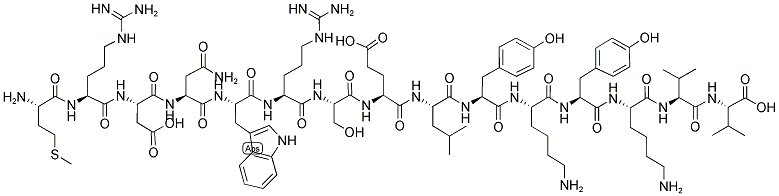 H-MET-ARG-ASP-ASN-TRP-ARG-SER-GLU-LEU-TYR-LYS-TYR-LYS-VAL-VAL-OH Struktur