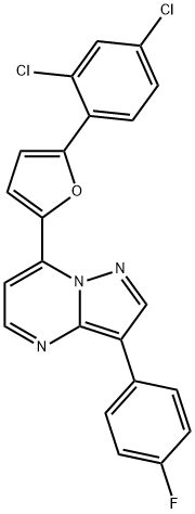 7-[5-(2,4-DICHLOROPHENYL)-2-FURYL]-3-(4-FLUOROPHENYL)PYRAZOLO[1,5-A]PYRIMIDINE Struktur