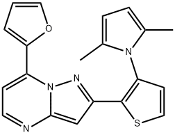 2-[3-(2,5-DIMETHYL-1H-PYRROL-1-YL)-2-THIENYL]-7-(2-FURYL)PYRAZOLO[1,5-A]PYRIMIDINE Struktur