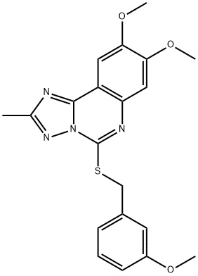 3-([(8,9-DIMETHOXY-2-METHYL[1,2,4]TRIAZOLO[1,5-C]QUINAZOLIN-5-YL)SULFANYL]METHYL)PHENYL METHYL ETHER Struktur