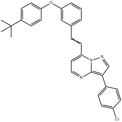 4-(TERT-BUTYL)PHENYL 3-((E)-2-[3-(4-CHLOROPHENYL)PYRAZOLO[1,5-A]PYRIMIDIN-7-YL]ETHENYL)PHENYL ETHER Struktur