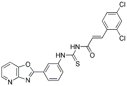 (2E)-3-(2,4-DICHLOROPHENYL)-N-{[(3-[1,3]OXAZOLO[4,5-B]PYRIDIN-2-YLPHENYL)AMINO]CARBONOTHIOYL}ACRYLAMIDE Struktur