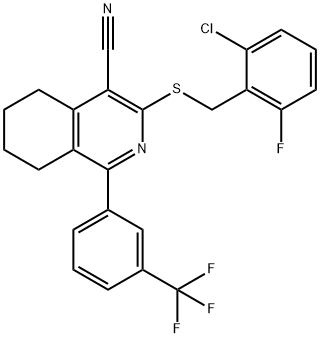 3-[(2-CHLORO-6-FLUOROBENZYL)SULFANYL]-1-[3-(TRIFLUOROMETHYL)PHENYL]-5,6,7,8-TETRAHYDRO-4-ISOQUINOLINECARBONITRILE Struktur