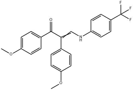 (E)-1,2-BIS(4-METHOXYPHENYL)-3-[4-(TRIFLUOROMETHYL)ANILINO]-2-PROPEN-1-ONE Struktur