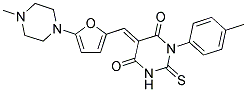 (E)-5-((5-(4-METHYLPIPERAZIN-1-YL)FURAN-2-YL)METHYLENE)-2-THIOXO-3-P-TOLYL-DIHYDROPYRIMIDINE-4,6(1H,5H)-DIONE Struktur