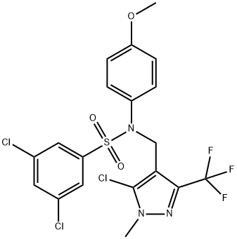 3,5-DICHLORO-N-([5-CHLORO-1-METHYL-3-(TRIFLUOROMETHYL)-1H-PYRAZOL-4-YL]METHYL)-N-(4-METHOXYPHENYL)BENZENESULFONAMIDE Struktur