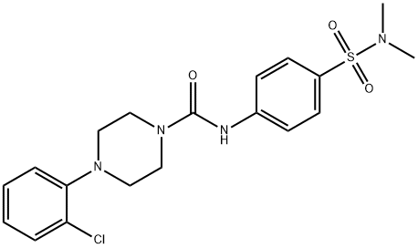 4-(2-CHLOROPHENYL)-N-(4-[(DIMETHYLAMINO)SULFONYL]PHENYL)TETRAHYDRO-1(2H)-PYRAZINECARBOXAMIDE Struktur