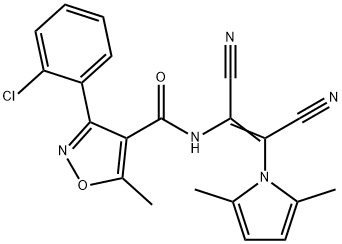 3-(2-CHLOROPHENYL)-N-[(E)-1,2-DICYANO-2-(2,5-DIMETHYL-1H-PYRROL-1-YL)ETHENYL]-5-METHYL-4-ISOXAZOLECARBOXAMIDE Struktur