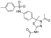 N-[4-ACETYL-5-METHYL-5-(4-{[(4-METHYLPHENYL)SULFONYL]AMINO}PHENYL)-4,5-DIHYDRO-1,3,4-THIADIAZOL-2-YL]ACETAMIDE Struktur