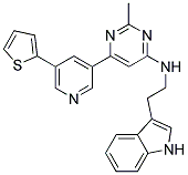 [2-(1H-INDOL-3-YL)-ETHYL]-[2-METHYL-6-(5-THIOPHEN-2-YL-PYRIDIN-3-YL)-PYRIMIDIN-4-YL]-AMINE Struktur