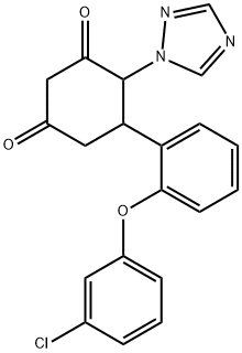 5-[2-(3-CHLOROPHENOXY)PHENYL]-4-(1H-1,2,4-TRIAZOL-1-YL)-1,3-CYCLOHEXANEDIONE Struktur