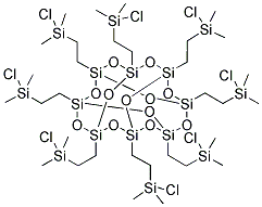 1,2,5,7,9,11,13,15-OCTAKIS(2-(CHLORODIMETHYLSILYL)ETHYLPENTACYCLO[9.5.1.1(3,9).1(5,15).1(7,13)])OCTASILOXANE Struktur