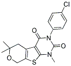 3-(4-CHLOROPHENYL)-1,6,6-TRIMETHYL-1,5,6,8-TETRAHYDRO-2H-PYRANO[4',3':4,5]THIENO[2,3-D]PYRIMIDINE-2,4(3H)-DIONE Struktur