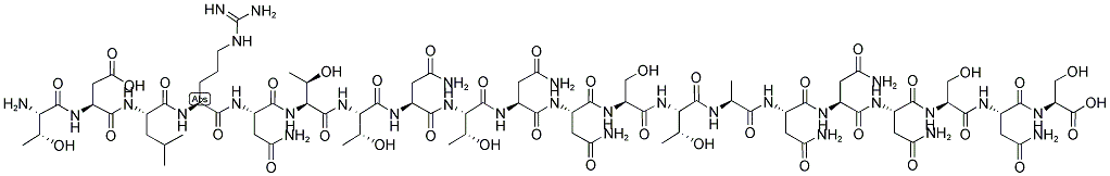 H-THR-ASP-LEU-ARG-ASN-THR-THR-ASN-THR-ASN-ASN-SER-THR-ALA-ASN-ASN-ASN-SER-ASN-SER-OH Struktur