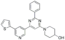 1-[2-PHENYL-6-(5-THIOPHEN-2-YL-PYRIDIN-3-YL)-PYRIMIDIN-4-YL]-PIPERIDIN-4-OL Struktur