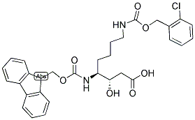 FMOC-(3S,4S)-4-AMINO-3-HYDROXY-8-(2'-CHLOROBENZOXY)CARBONYLAMINO OCTANOIC ACID Struktur