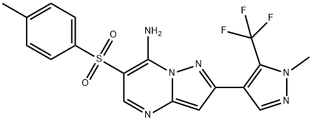 6-[(4-METHYLPHENYL)SULFONYL]-2-[1-METHYL-5-(TRIFLUOROMETHYL)-1H-PYRAZOL-4-YL]PYRAZOLO[1,5-A]PYRIMIDIN-7-AMINE Struktur