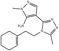 4-(4-[2-(1-CYCLOHEXENYL)ETHYL]-5-METHYL-4H-1,2,4-TRIAZOL-3-YL)-1-METHYL-1H-PYRAZOL-5-AMINE Struktur