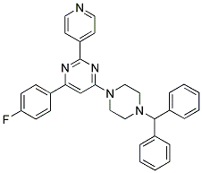 4-(4-BENZHYDRYL-PIPERAZIN-1-YL)-6-(4-FLUORO-PHENYL)-2-PYRIDIN-4-YL-PYRIMIDINE Struktur