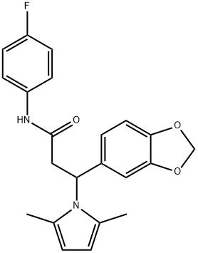 3-(1,3-BENZODIOXOL-5-YL)-3-(2,5-DIMETHYL-1H-PYRROL-1-YL)-N-(4-FLUOROPHENYL)PROPANAMIDE Struktur