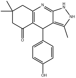 4-(4-HYDROXYPHENYL)-3,7,7-TRIMETHYL-2,4,6,7,8,9-HEXAHYDRO-5H-PYRAZOLO[3,4-B]QUINOLIN-5-ONE Struktur