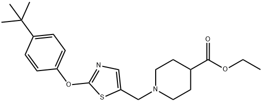 ETHYL 1-((2-[4-(TERT-BUTYL)PHENOXY]-1,3-THIAZOL-5-YL)METHYL)-4-PIPERIDINECARBOXYLATE Struktur