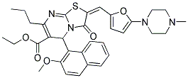 (E)-ETHYL 5-(2-METHOXYNAPHTHALEN-1-YL)-2-((5-(4-METHYLPIPERAZIN-1-YL)FURAN-2-YL)METHYLENE)-3-OXO-7-PROPYL-3,5-DIHYDRO-2H-THIAZOLO[3,2-A]PYRIMIDINE-6-CARBOXYLATE Struktur