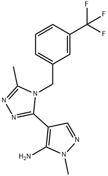 1-METHYL-4-(5-METHYL-4-[3-(TRIFLUOROMETHYL)BENZYL]-4H-1,2,4-TRIAZOL-3-YL)-1H-PYRAZOL-5-AMINE Struktur