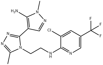 N-(2-[3-(5-AMINO-1-METHYL-1H-PYRAZOL-4-YL)-5-METHYL-4H-1,2,4-TRIAZOL-4-YL]ETHYL)-3-CHLORO-5-(TRIFLUOROMETHYL)-2-PYRIDINAMINE Struktur