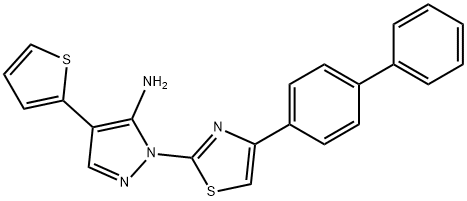 1-(4-[1,1'-BIPHENYL]-4-YL-1,3-THIAZOL-2-YL)-4-(2-THIENYL)-1H-PYRAZOL-5-AMINE Struktur