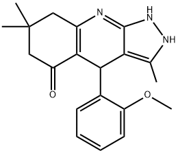 4-(2-METHOXYPHENYL)-3,7,7-TRIMETHYL-2,4,6,7,8,9-HEXAHYDRO-5H-PYRAZOLO[3,4-B]QUINOLIN-5-ONE Struktur