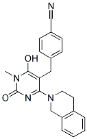 4-([4-(3,4-DIHYDROISOQUINOLIN-2(1H)-YL)-6-HYDROXY-1-METHYL-2-OXO-1,2-DIHYDROPYRIMIDIN-5-YL]METHYL)BENZONITRILE Struktur