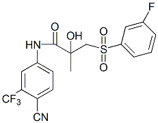 (RS)-4’-Cyano-3-(3-fluorophenylsulfonyl)-2-hydroxy-2-methyl-3’-(trifluoromethyl)-propionanilide Struktur